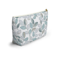 Cherry Plum Leaves Accessory Pouch w T-bottom in Aqua
